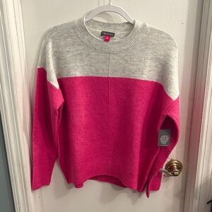 Vince Camuto Pink and Gray Colorblock Sweater